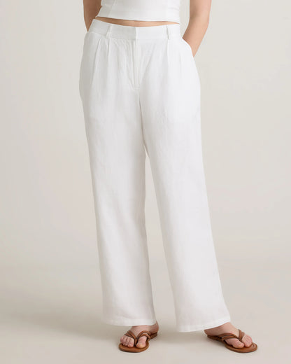 100% European Linen Pleated Trouser - 0 / Bayberry Olive