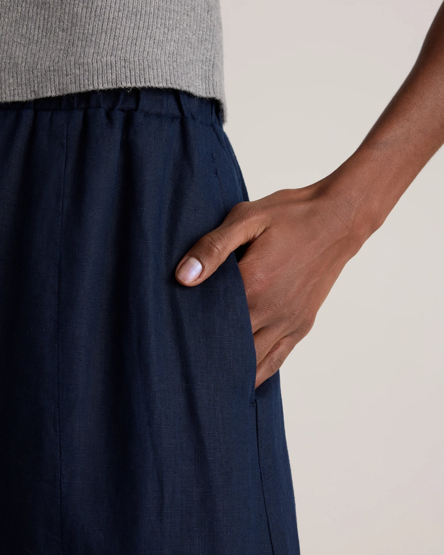 100% European Linen Maxi Skirt - XS / Classic Mini Gingham