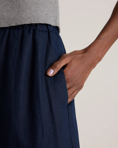 100% European Linen Maxi Skirt - XS / Classic Mini Gingham