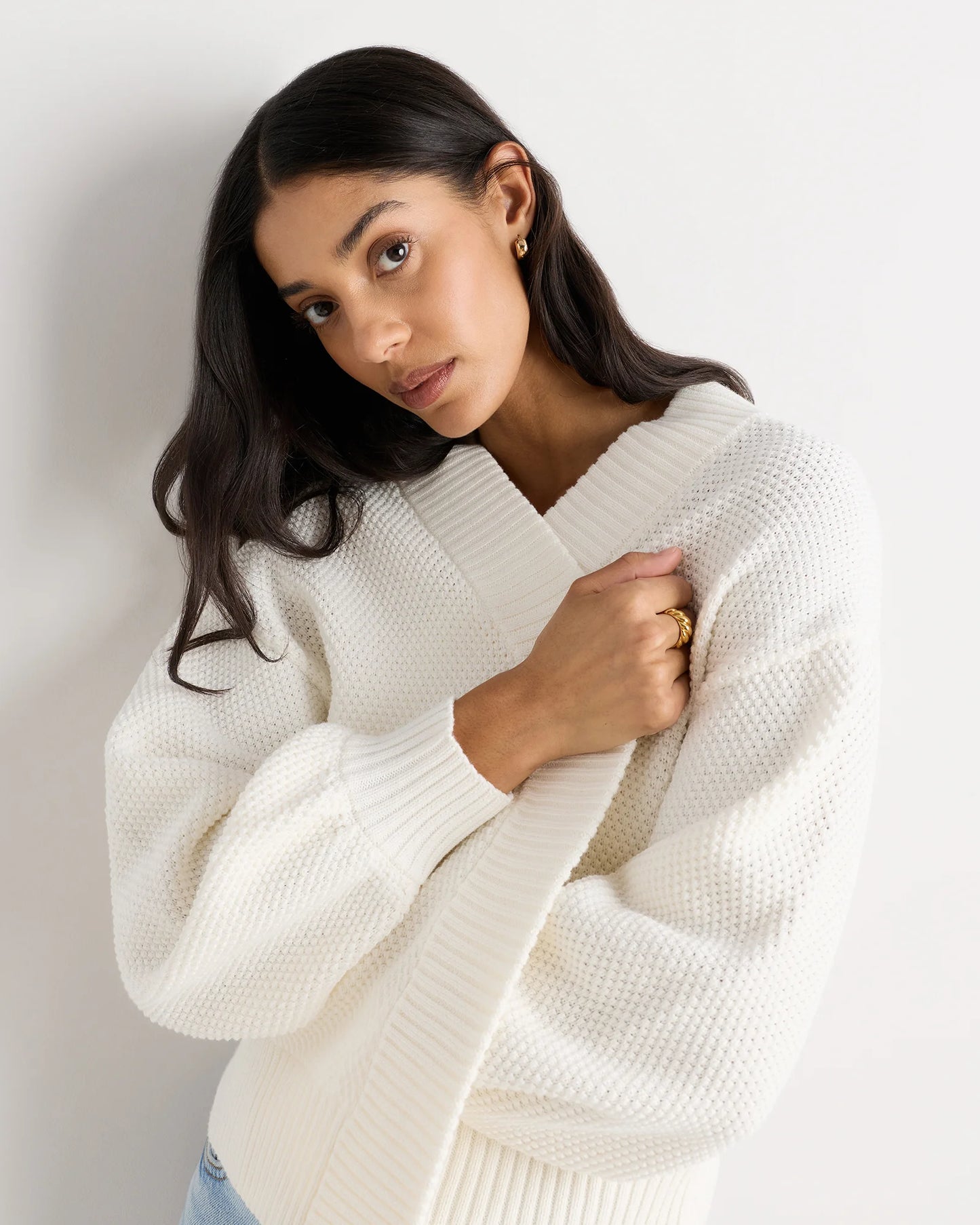 100% Organic Cotton Waffle Stitch Open Cardigan - XS / Sky Blue