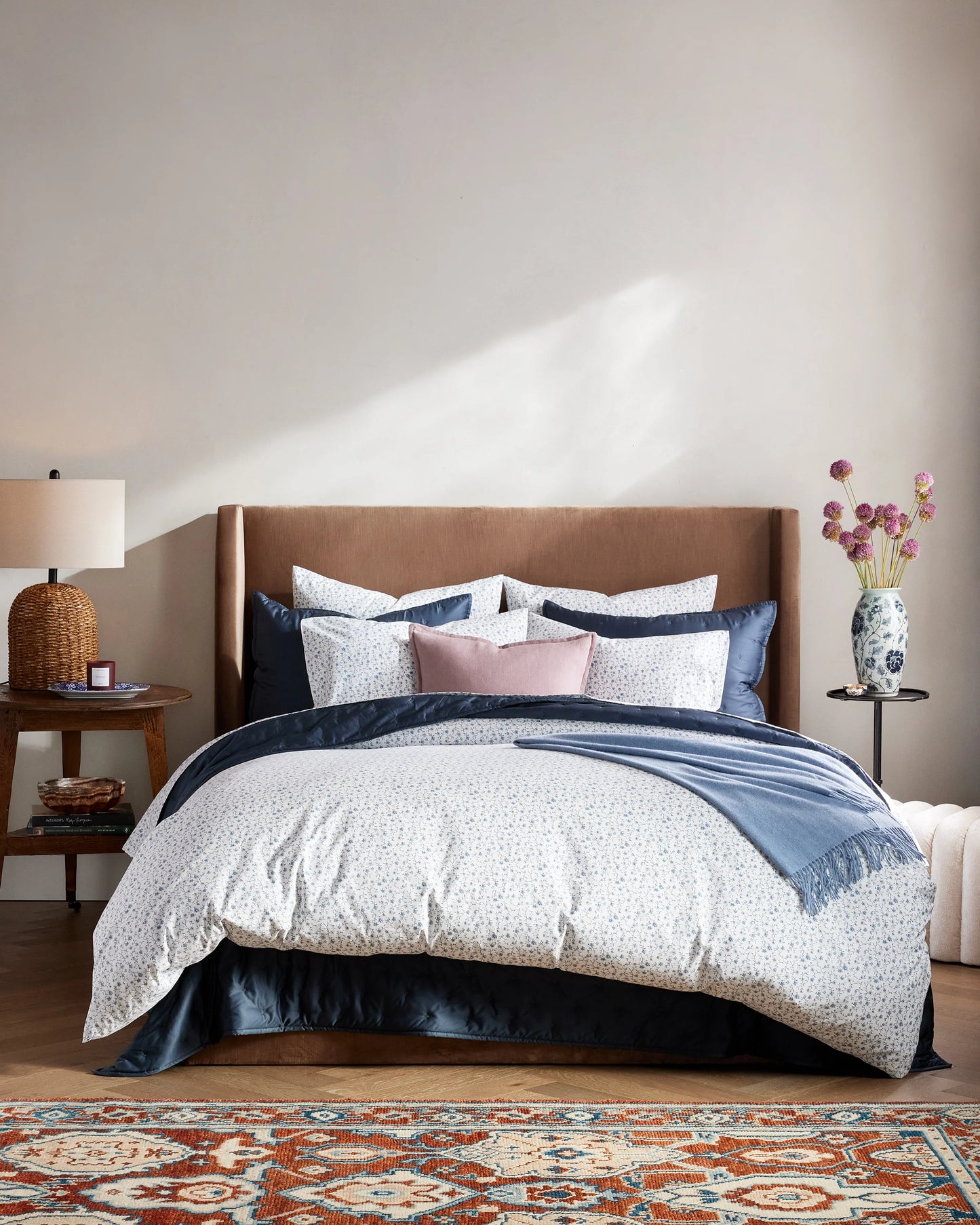 Organic Crisp Percale Floral Sham Set - Standard / Toffee Florette