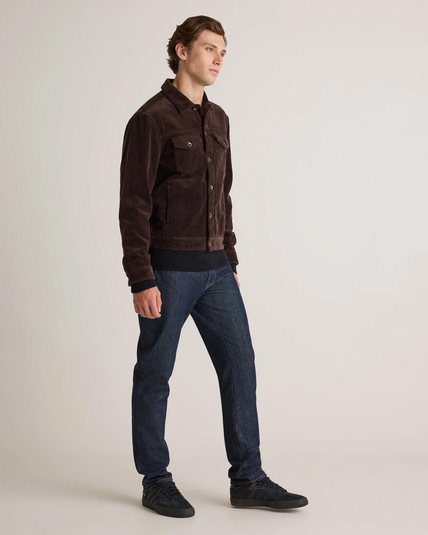 Organic Stretch Corduroy Trucker Jacket - S / Seaweed
