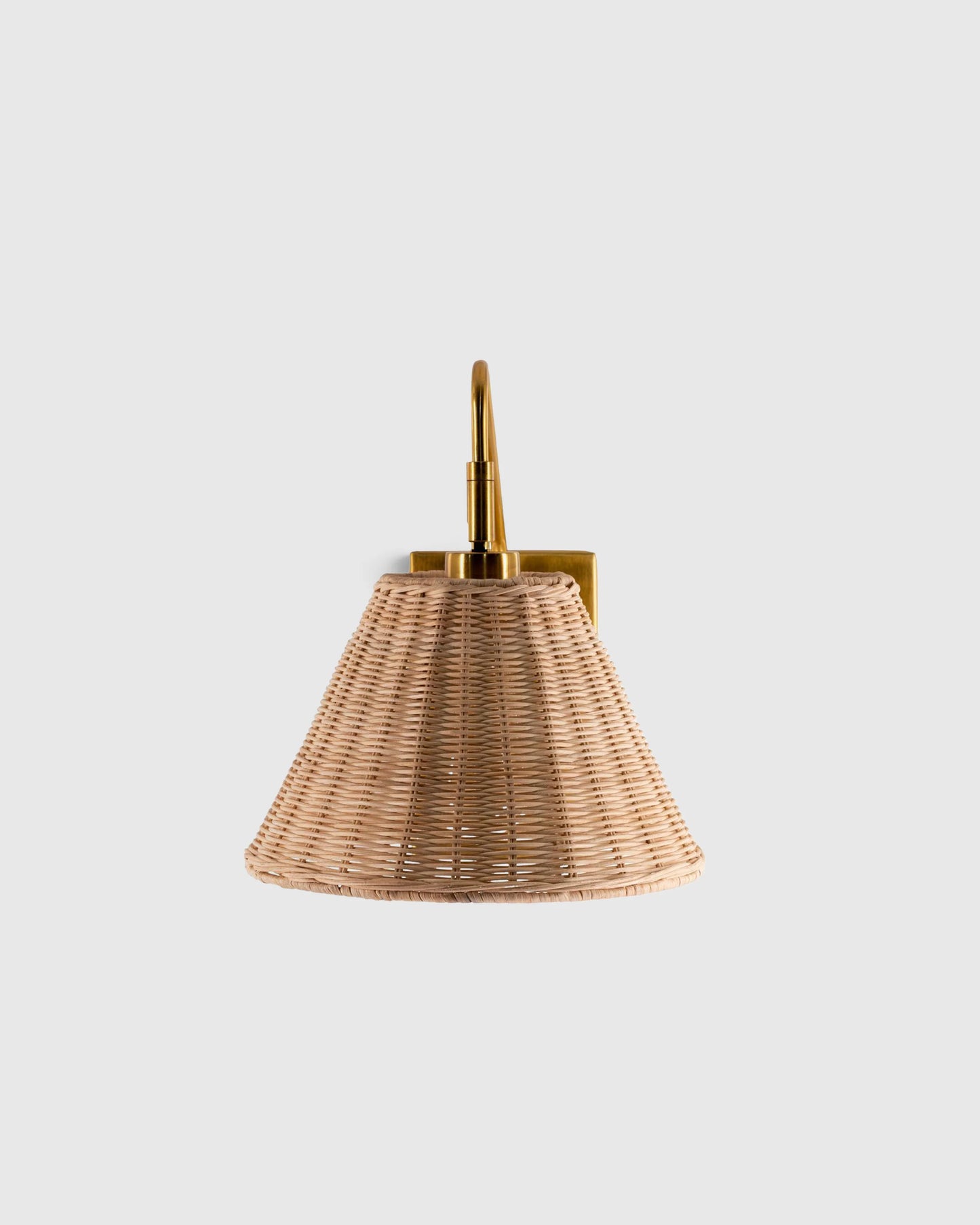 Articulating Sconce with Rattan Shade - One Size / Brass
