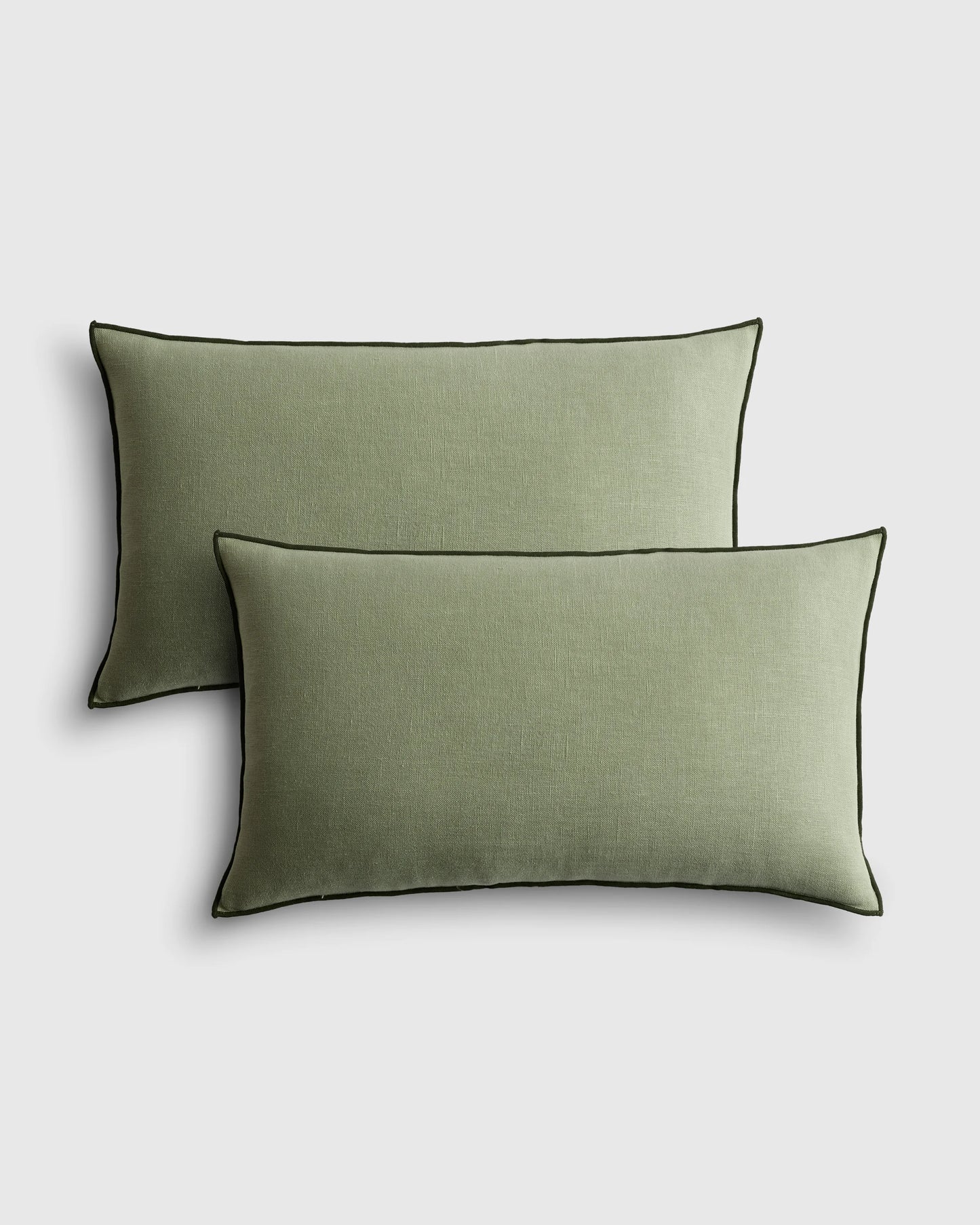 Contrast European Linen Pillow Cover (Set of 2) - 12x20 / Sage/Pine