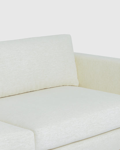 Performance Chenille Linen Blend Sofa with Solid Oak Base - 7ft / Snow