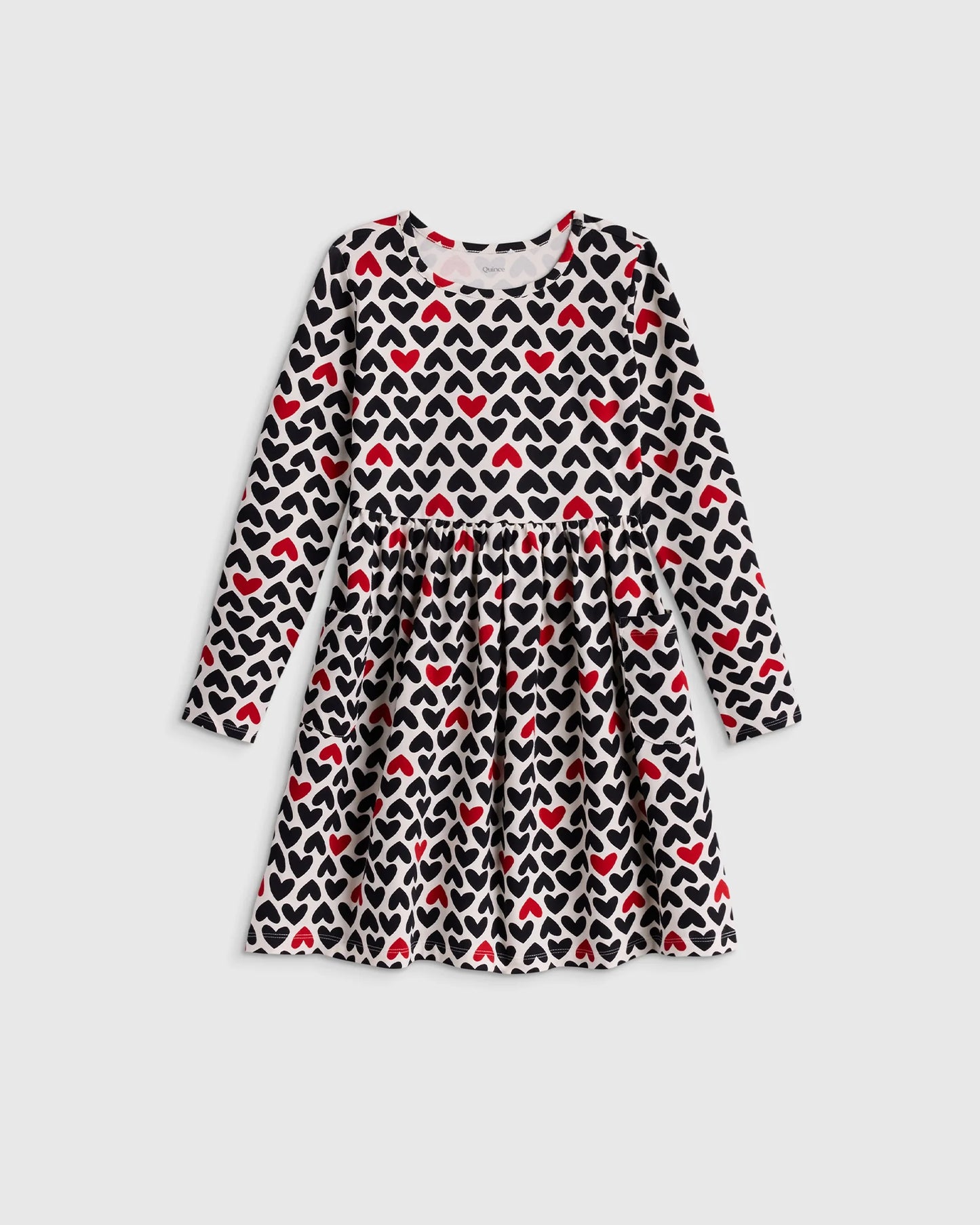 Organic Cotton Long Sleeve Fit and Flare Pocket Dress - 2T / Purple Poppy Garden
