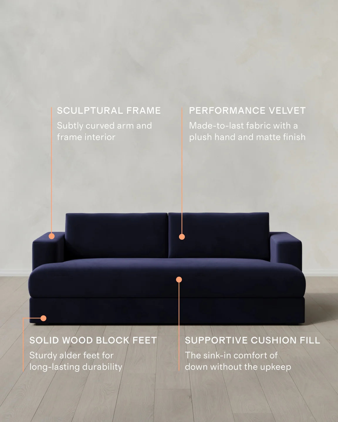 Sierra Curved Arm Sofa in Performance Velvet - 7ft / Sable