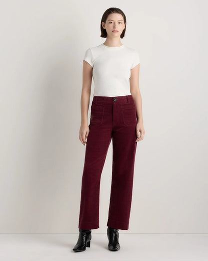 Organic Stretch Corduroy Cropped Wide Leg Pants - 0 / Black