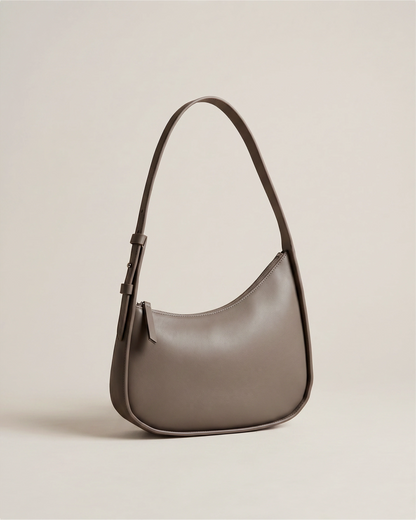 Italian Leather Asymmetrical Mini Shoulder Bag - One Size / Shell Pink