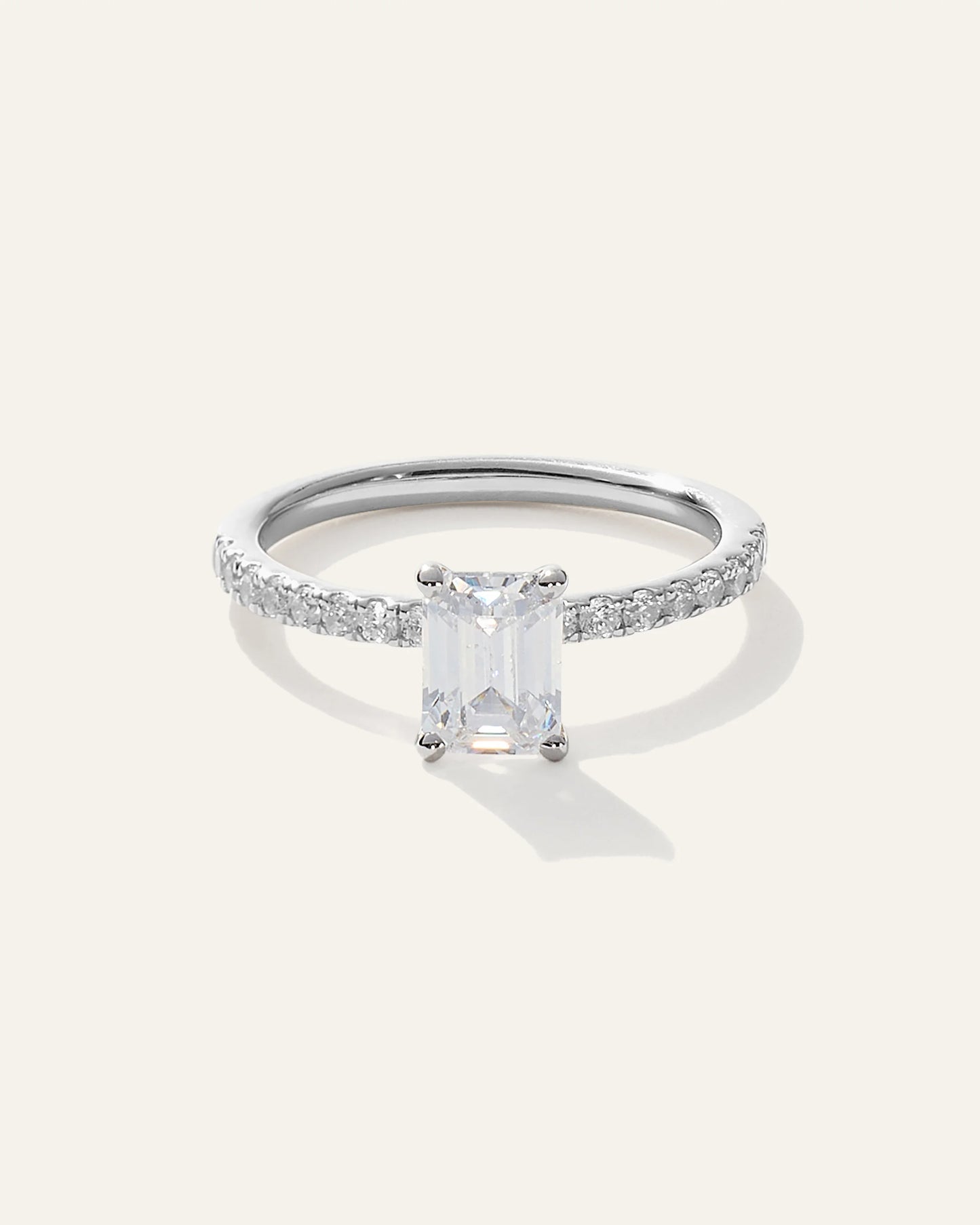 Lab Grown Diamond Emerald Petite Pave Engagement Ring - 1ct - 4 / Yellow Gold