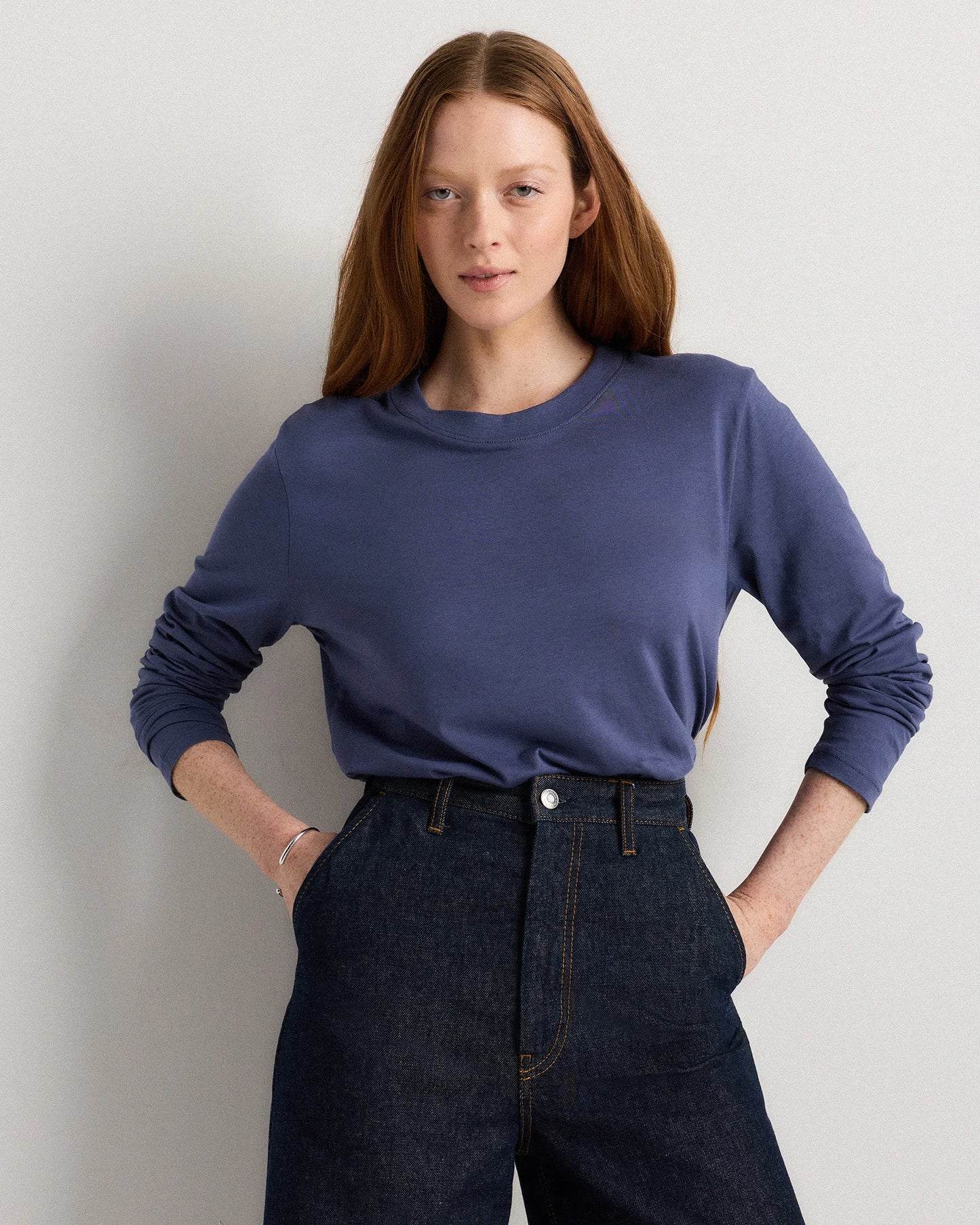 Cotton Modal Relaxed Long Sleeve Tee - XS / Black