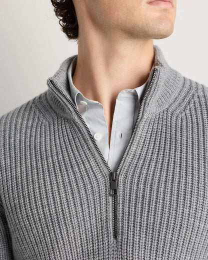 Australian Merino Wool Half Zip Sweater - S / Heather Bone