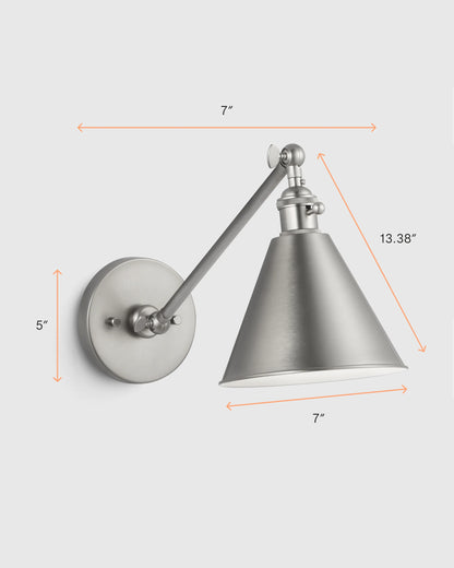 Articulating Single Arm Steel Wall Sconce - One Size / Silver