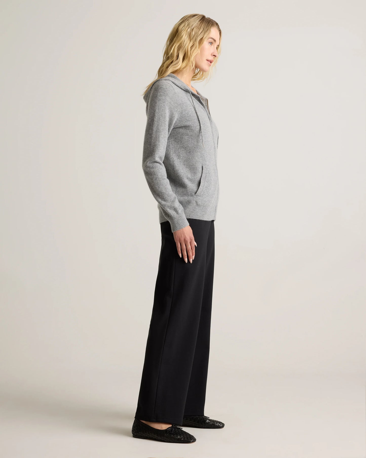 Mongolian Cashmere Full-Zip Hoodie - XS / Heather Grey