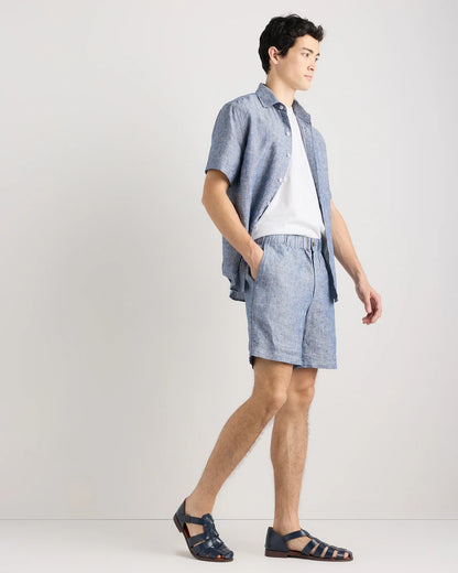 100% European Linen Shorts - 7" - S / Black