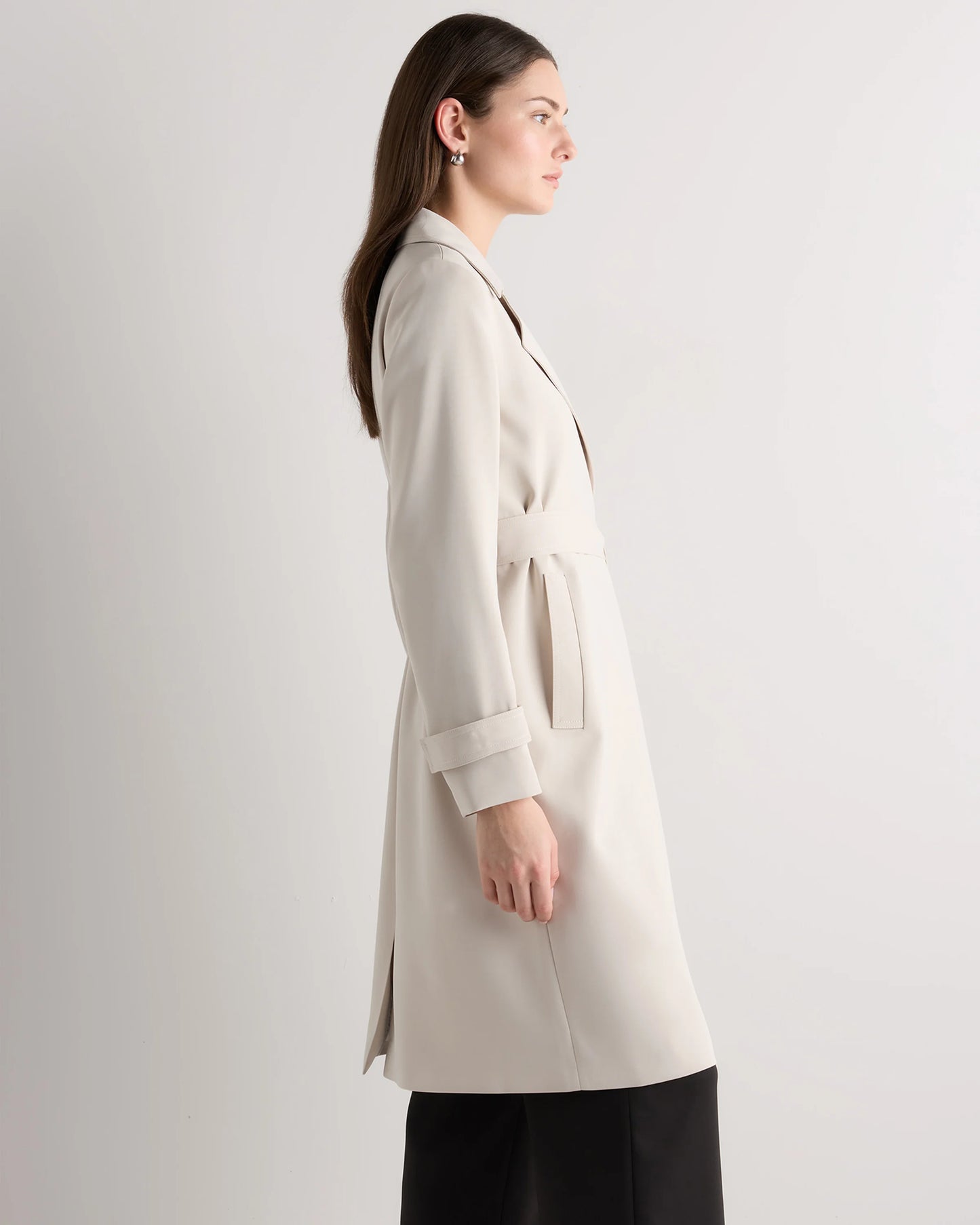 Stretch Crepe Trench Coat - XS / Olive