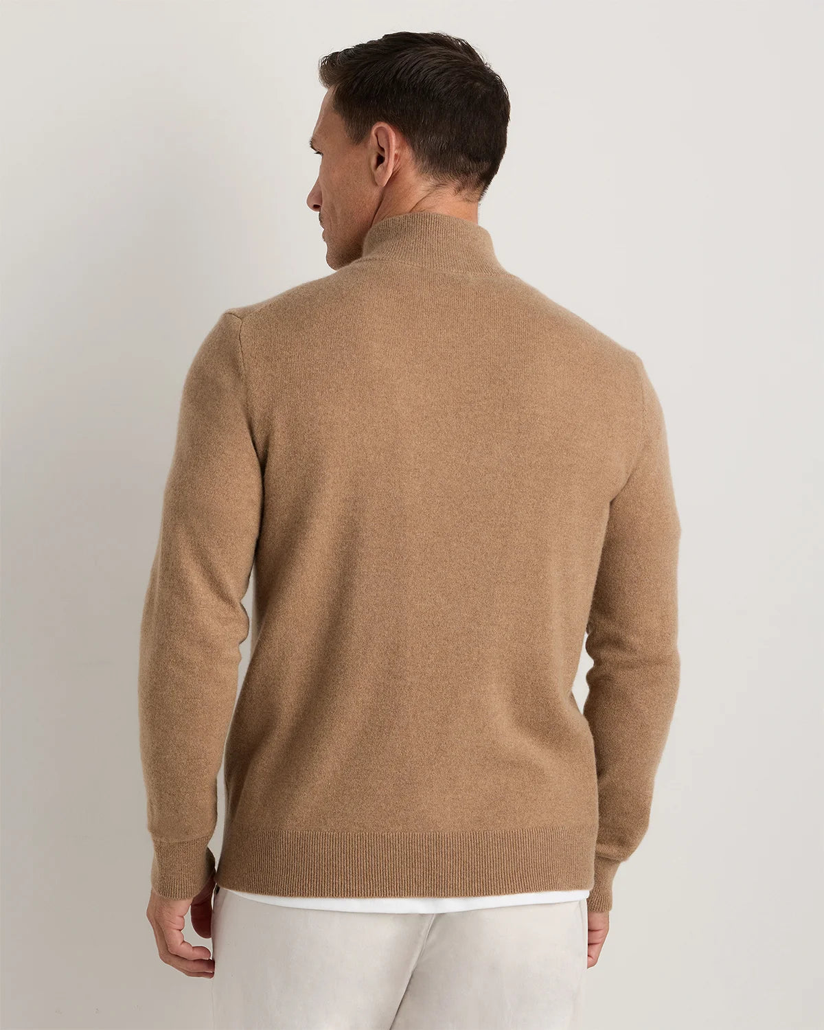 Mongolian Cashmere Quarter Zip Sweater - S / Olive Twist