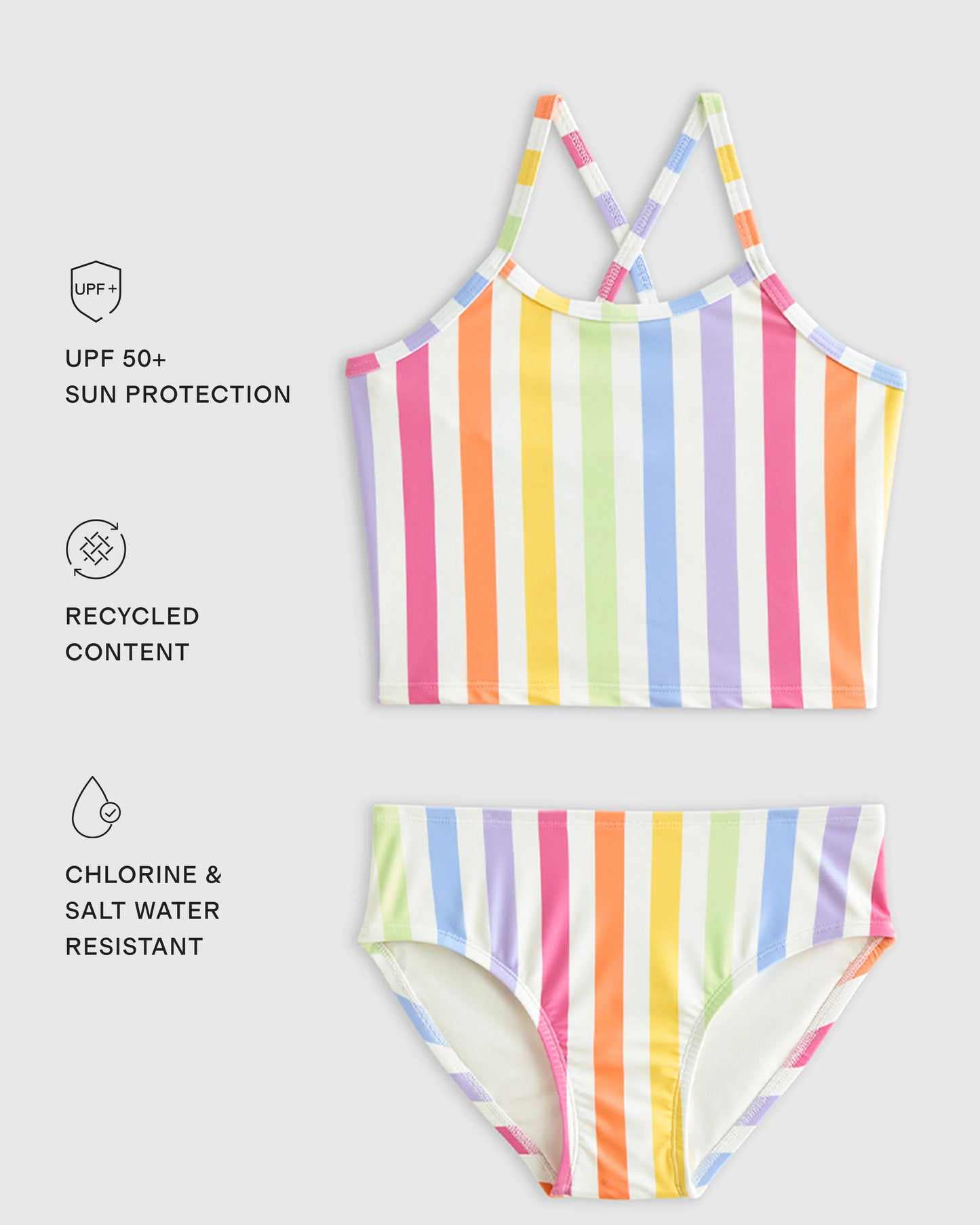 Tankini and Long Sleeve Raglan Rash Guard Set - 6 / Rainbow Stripe