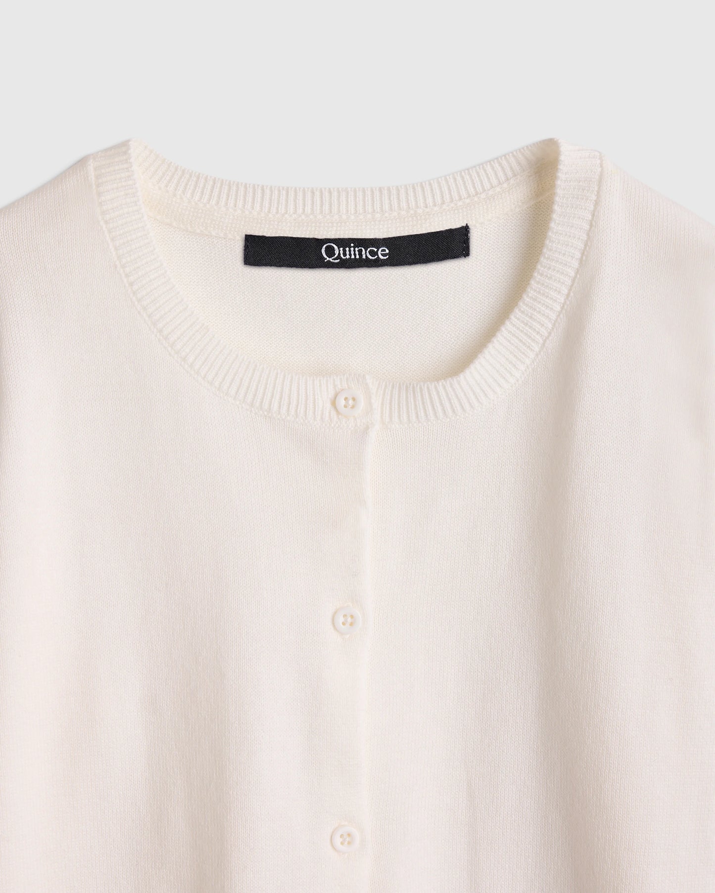 100% Organic Cotton Crewneck Cardigan - 6 / Ivory