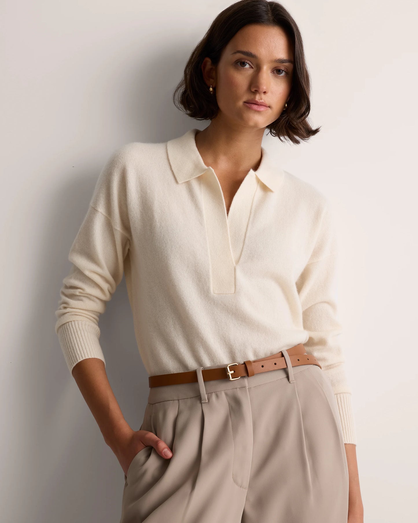 Mongolian Cashmere Polo Sweater - XS / Pale Custard Yellow