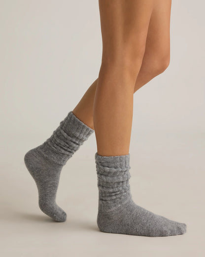 Mongolian Cashmere Slouch Sock - XS/S / Ivory