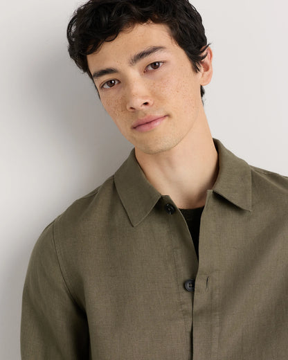 100% European Linen Chore Jacket - S / Flax