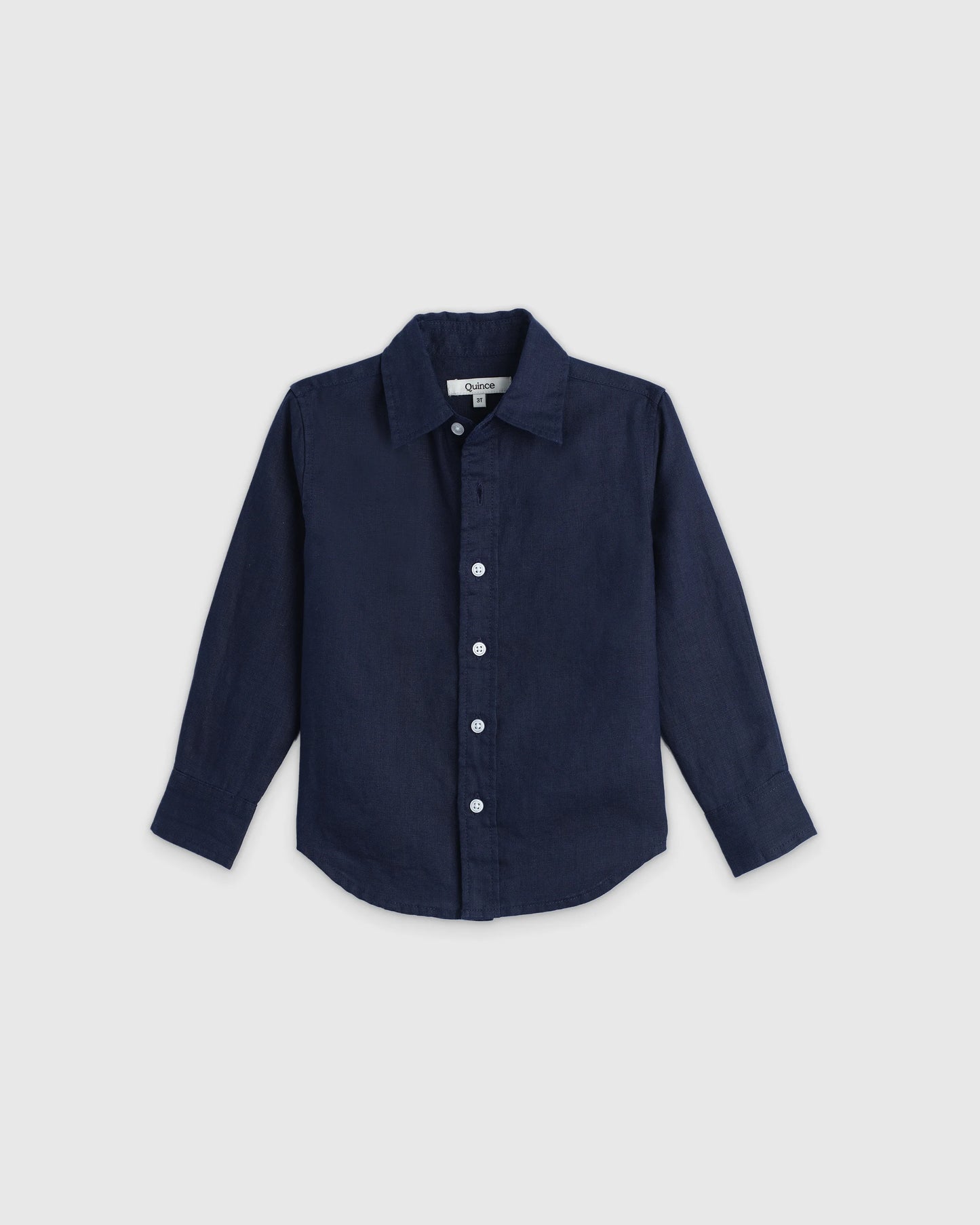 100% European Linen Long Sleeve Shirt - 2T / Sky Blue Mariner Stripe