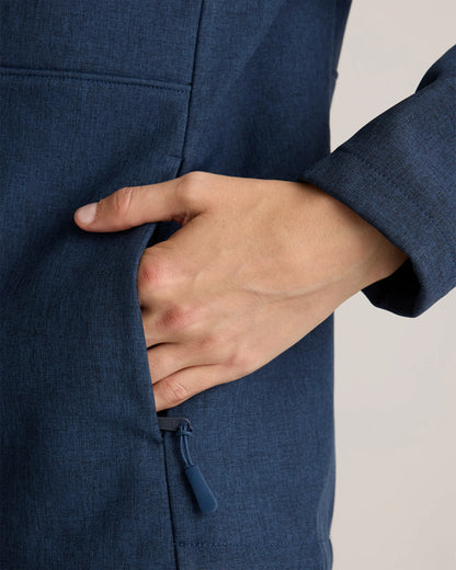 Softshell Fleece-Lined Full-Zip Jacket - XS / Heather Deep Navy