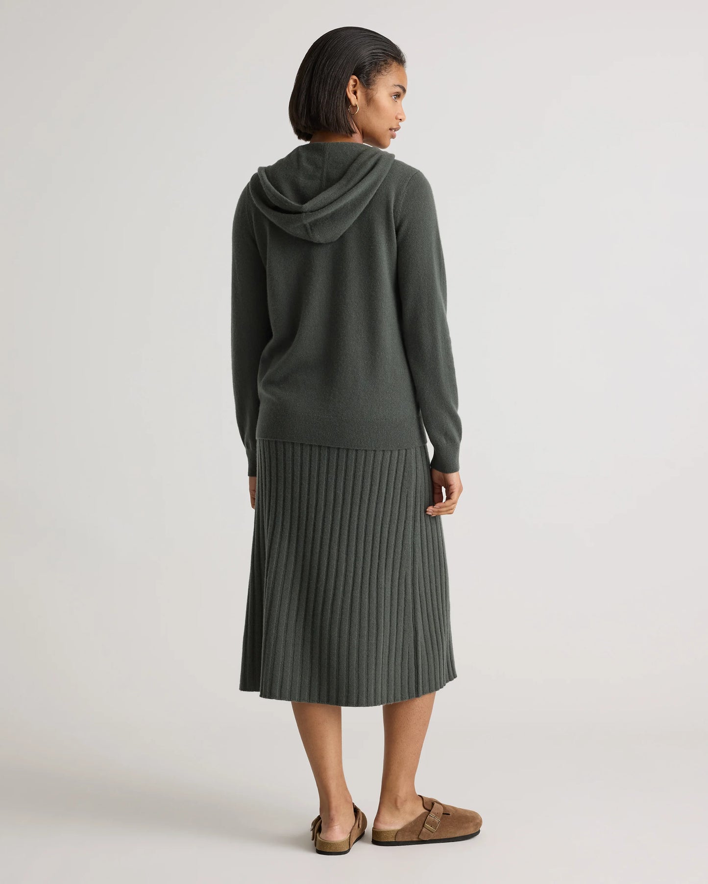 Mongolian Cashmere Full-Zip Hoodie - XS / Heather Grey