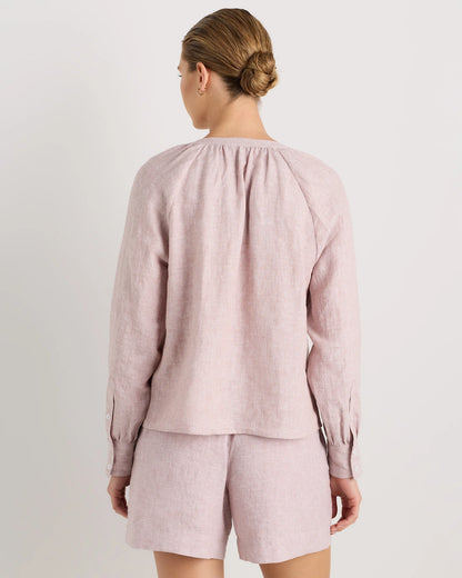 100% European Linen Peasant Top - XS / White