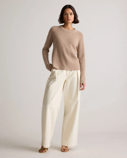 Mongolian Cashmere Fisherman Crewneck Sweater - XS / Teak