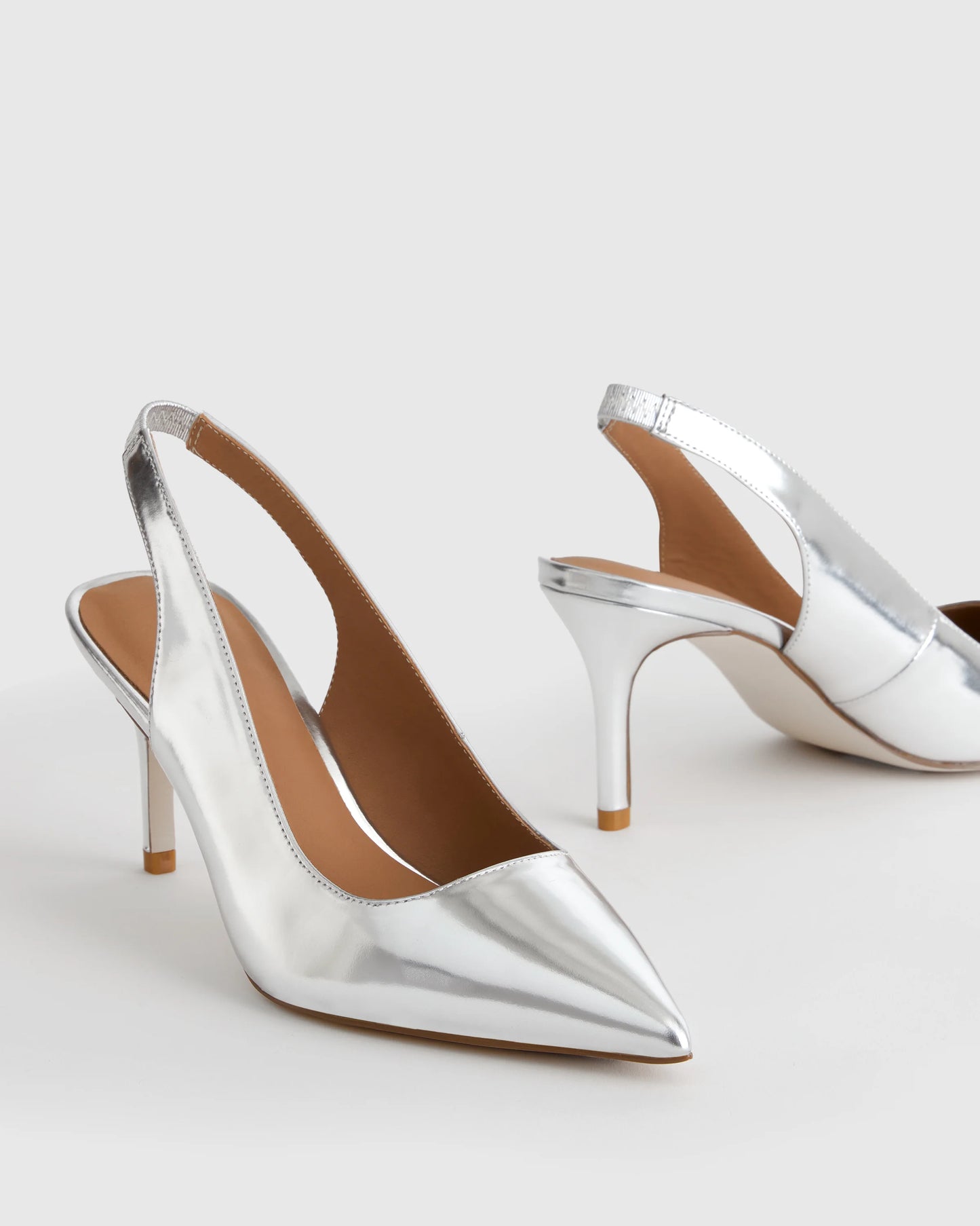 Italian Leather Slingback 75mm Heel - 5 / Black