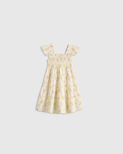 100% Organic Cotton Poplin Smocked Dress - 3-6M / Wisteria Floral