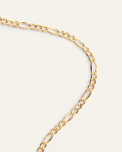 10K Gold Figaro Chain Necklace - 16" / Yellow Gold