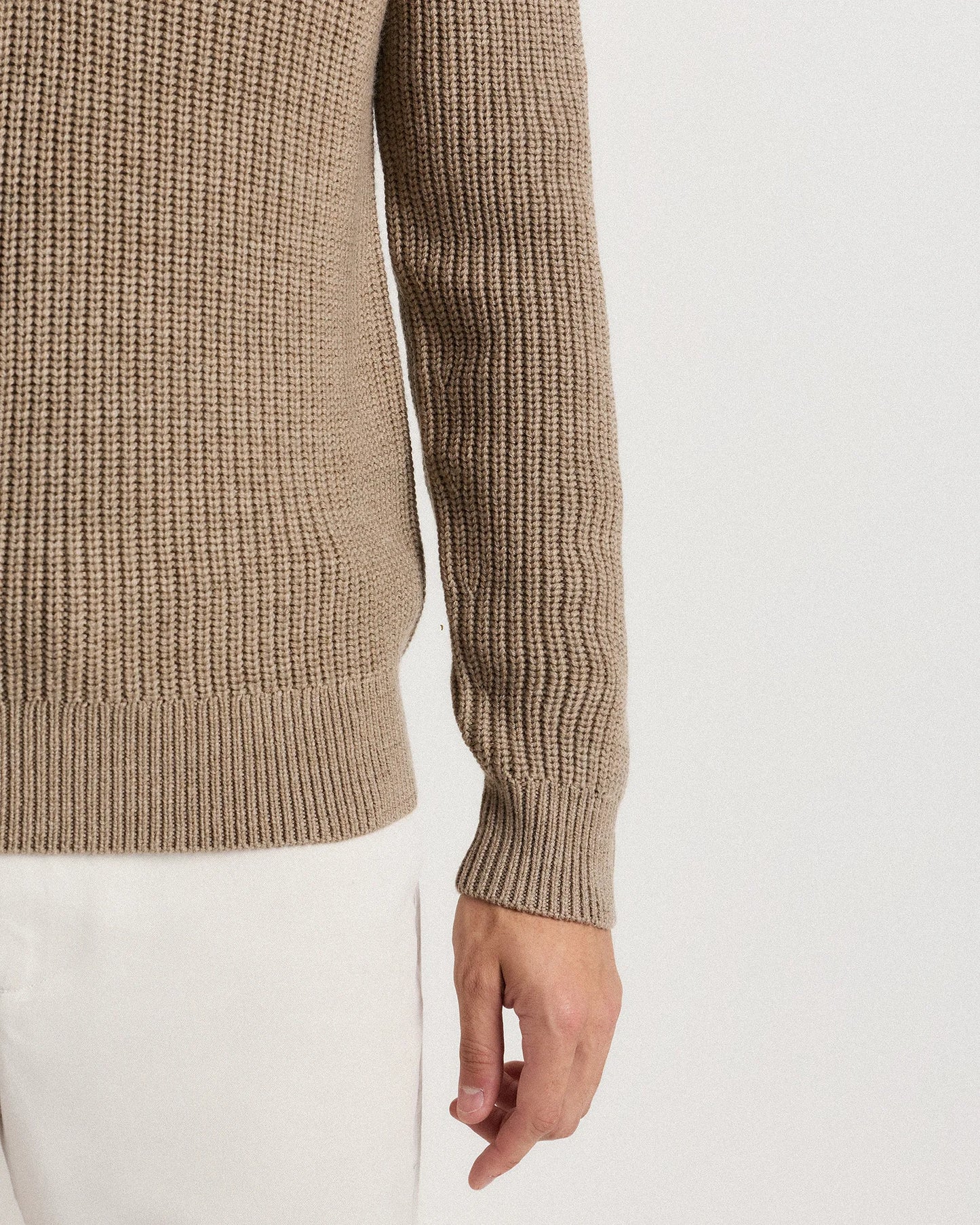 Australian Merino Wool Half Zip Sweater - S / Heather Bone