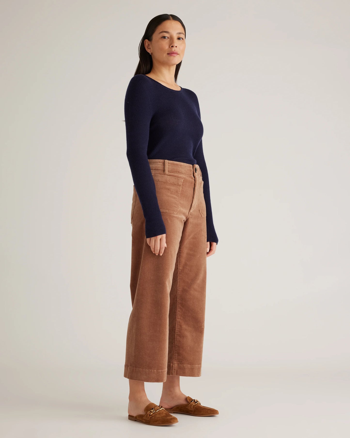 Featherweight Cashmere Ribbed Crewneck Sweater - XS / Charcoal