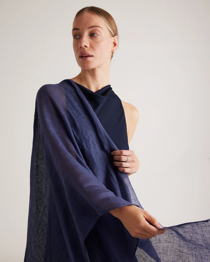 100% European Linen Scarf - One Size / Porcelain Blue