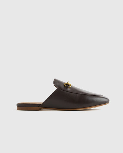 Italian Leather Horsebit Loafer Mule - 5 / Garnet