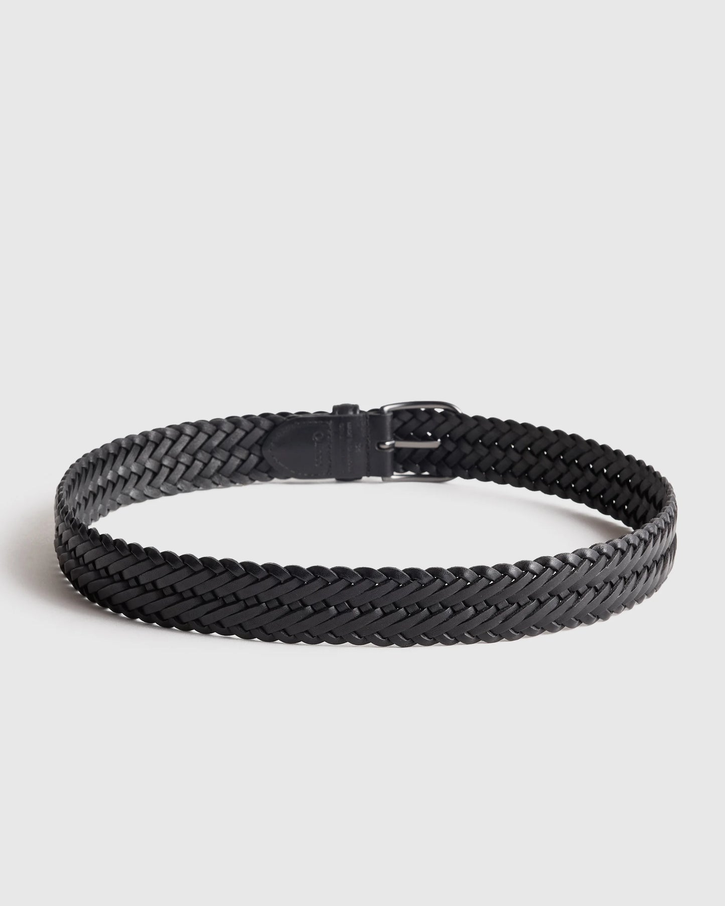Jack Italian Leather Woven Belt - 30 / Hickory