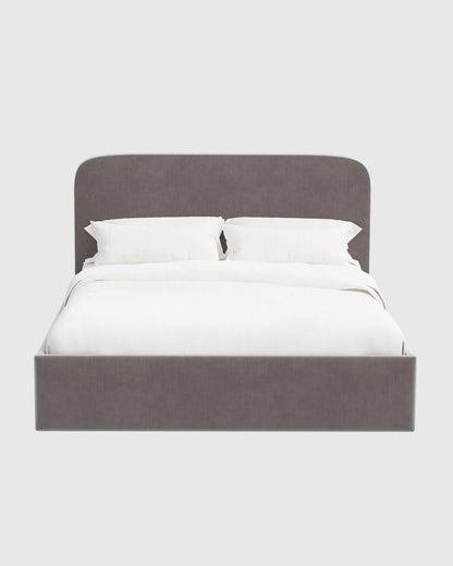 Curved Bed in Performance Velvet - Full / Walnut