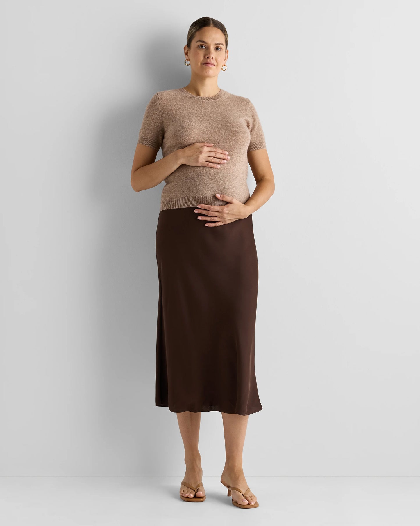 Washable Stretch Silk Maternity Skirt - XS / Vintage Pink