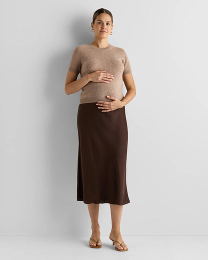 Washable Stretch Silk Maternity Skirt - XS / Vintage Pink