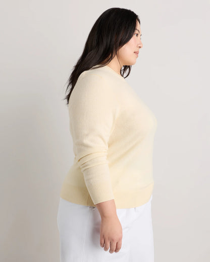 Mongolian Cashmere Crewneck Sweater - 1X / Pale Custard Yellow