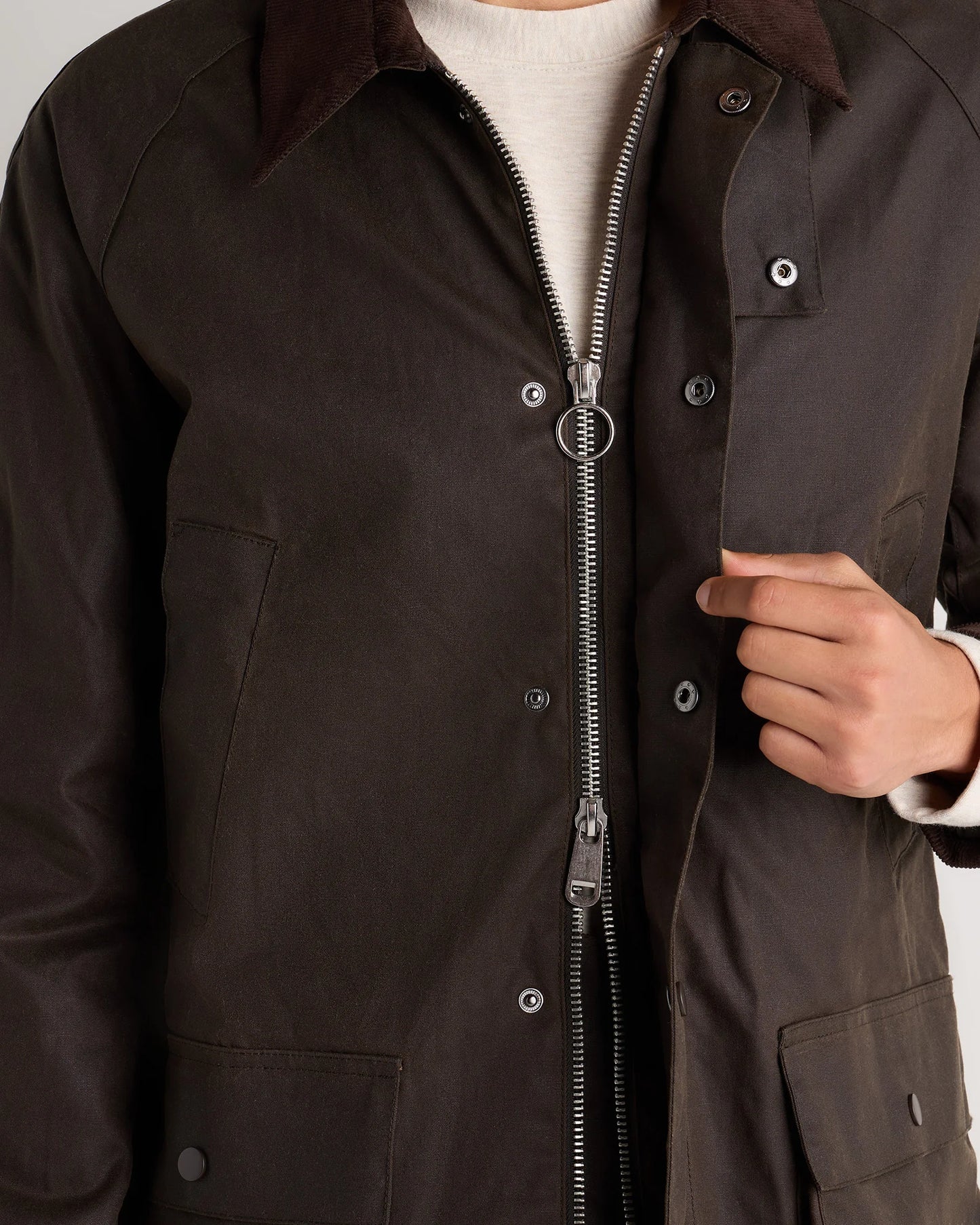 Organic Waxed Cotton Barn Jacket - S / Rustic Olive