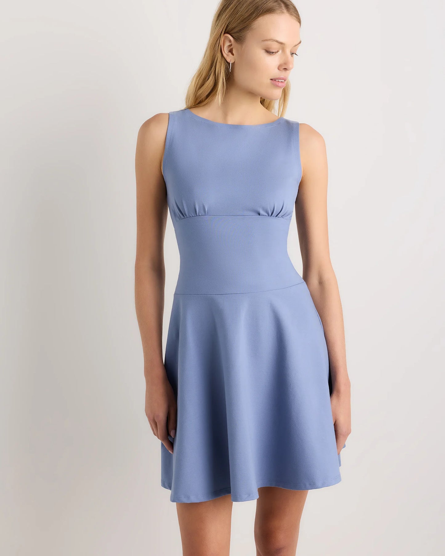Organic Stretch Jersey Drop Waist Mini Dress - XS / Espresso