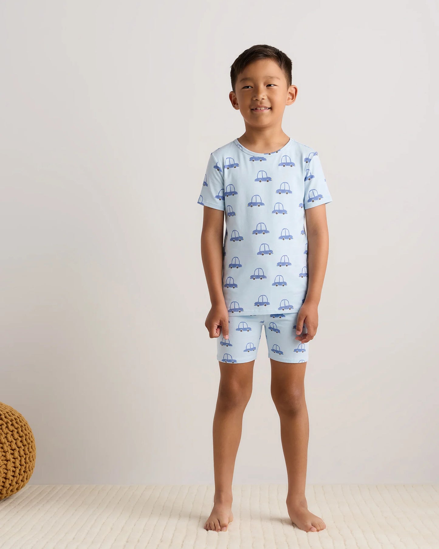 Bamboo Short Sleeve and Shorts Pajama Set - 6 / Lavender Hearts
