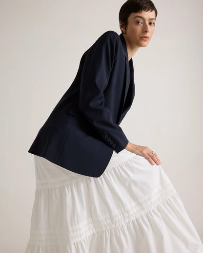 100% Organic Cotton Poplin Tiered Maxi Skirt - XS / Black
