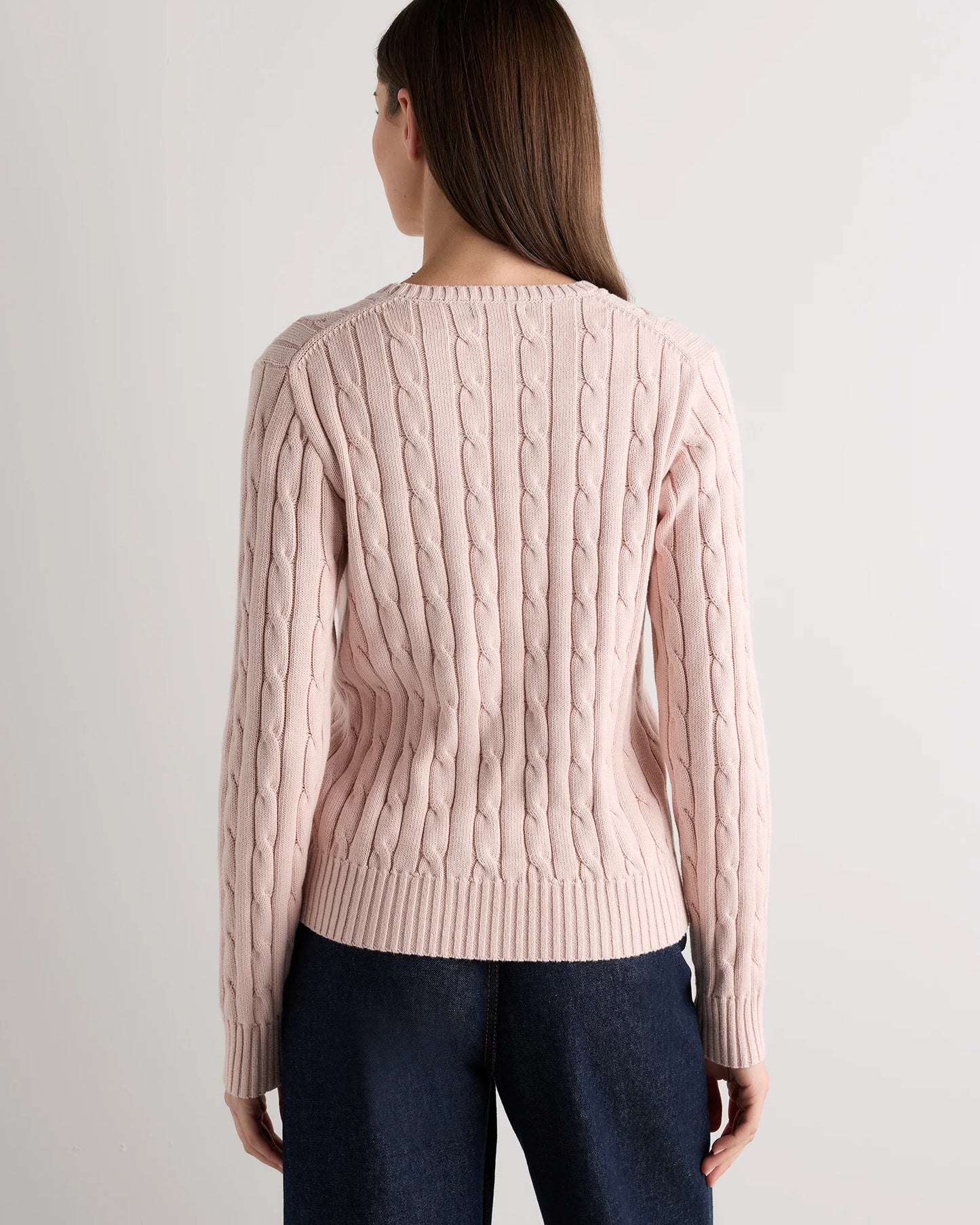 100% Organic Cotton Cable Crewneck Sweater - XS / Sapphire Blue