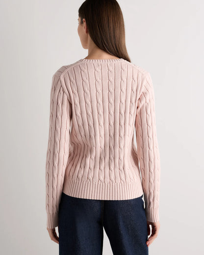 100% Organic Cotton Cable Crewneck Sweater - XS / Sapphire Blue