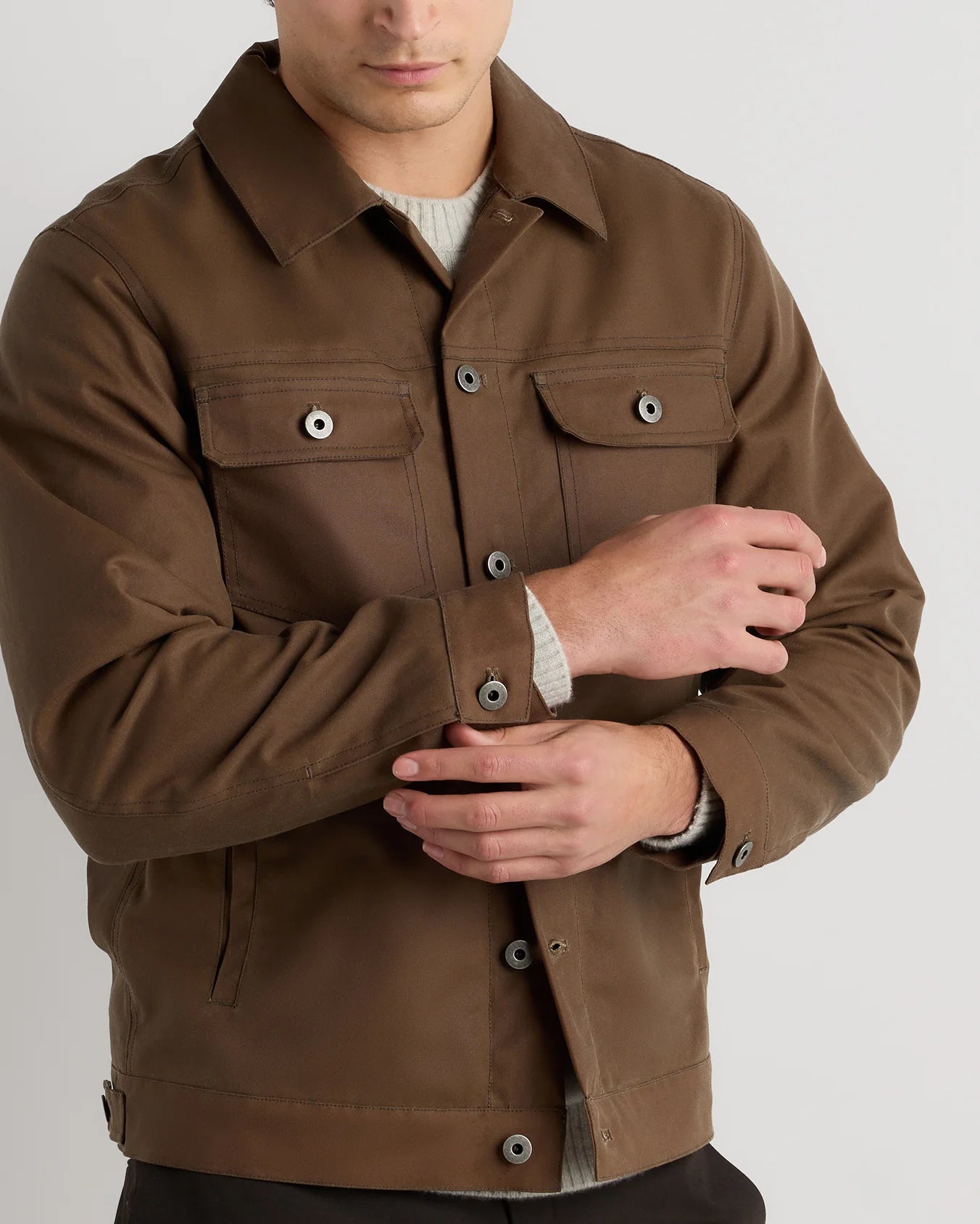 Organic Waxed Canvas Trucker Jacket - S / Black